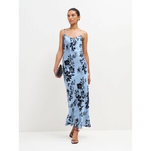 NWT Reformation Blue and Black Floral Maxi Dress